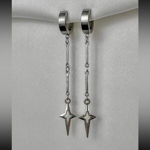 Gothic Silver Star Drop Earrings